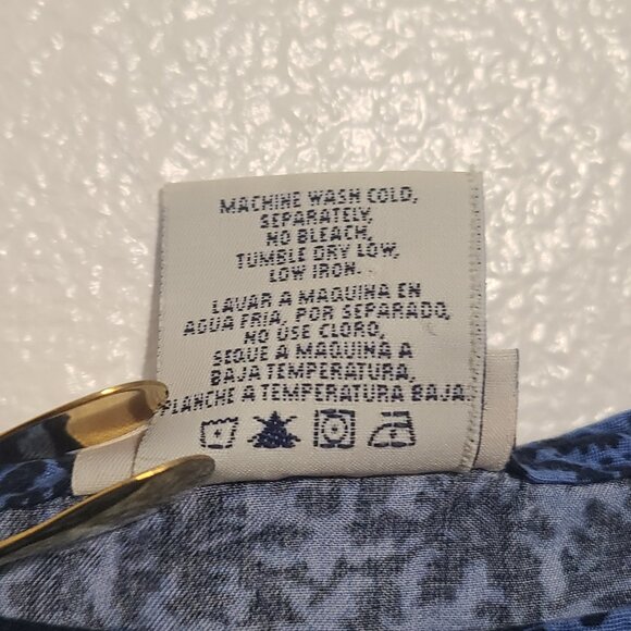 Vintage Faded Glory M Black Blue Lace Pattern Sleeveless Long Maxi Dress Rayon - Picture 4 of 5